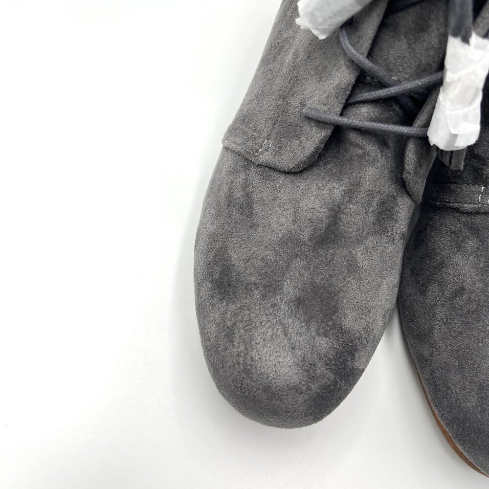 11W 11 WIDE WIDTH Dr Scholls Dakota Gray Microsuede Wedge Ankle Boots Shoes - Picture 4 of 13